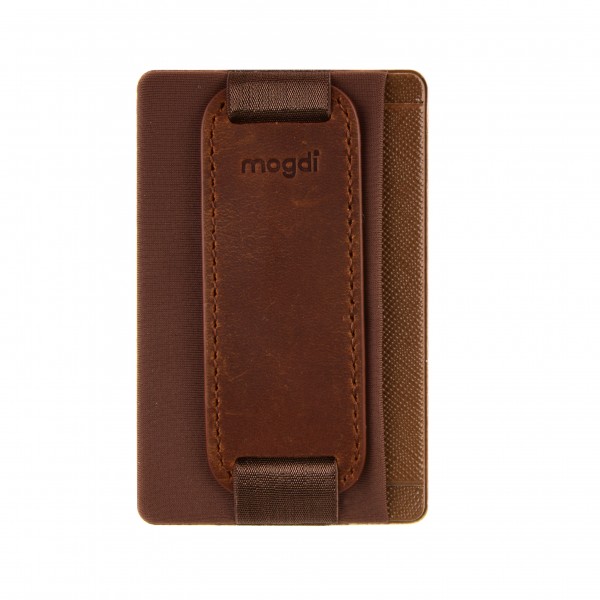 Braun - Premium Leder Handy Kartenhalter Kartenfach RFID Blocker Ständer Halterung Wallet